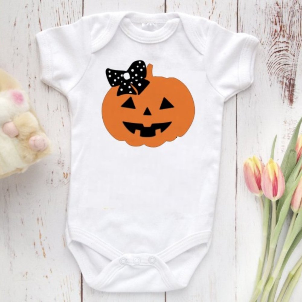 Pumpkin with bow Thanksgiving/Halloween onesie